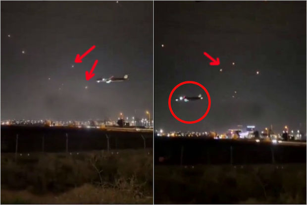 Пассажирский самолет приземлился в Тель-Авиве под огнем взрывавшихся в воздухе ракет - ВИДЕО